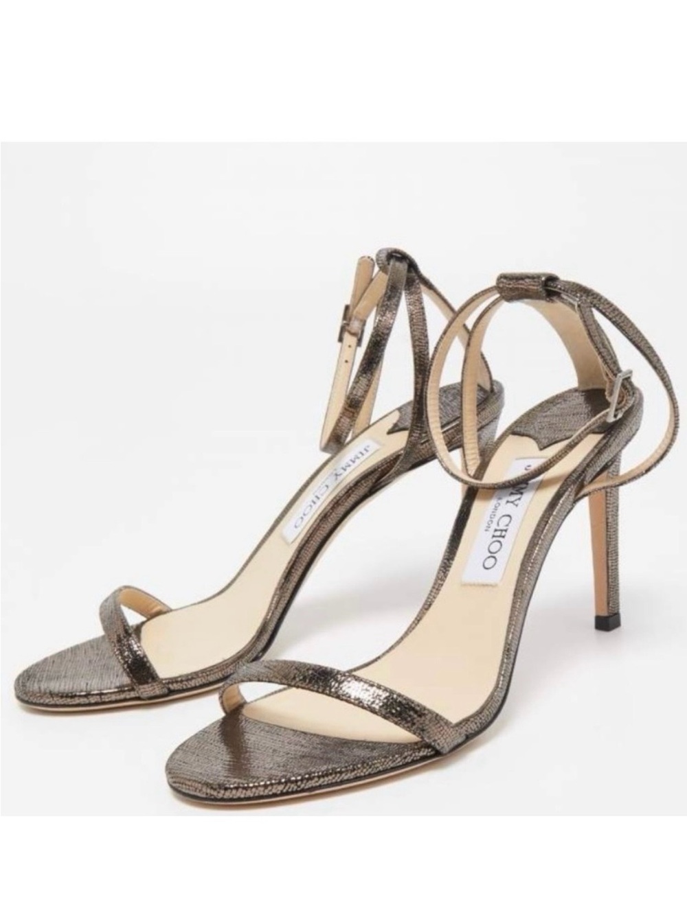 Jimmy Choo Minny Sandals 85 Laminated Suede Heels 40